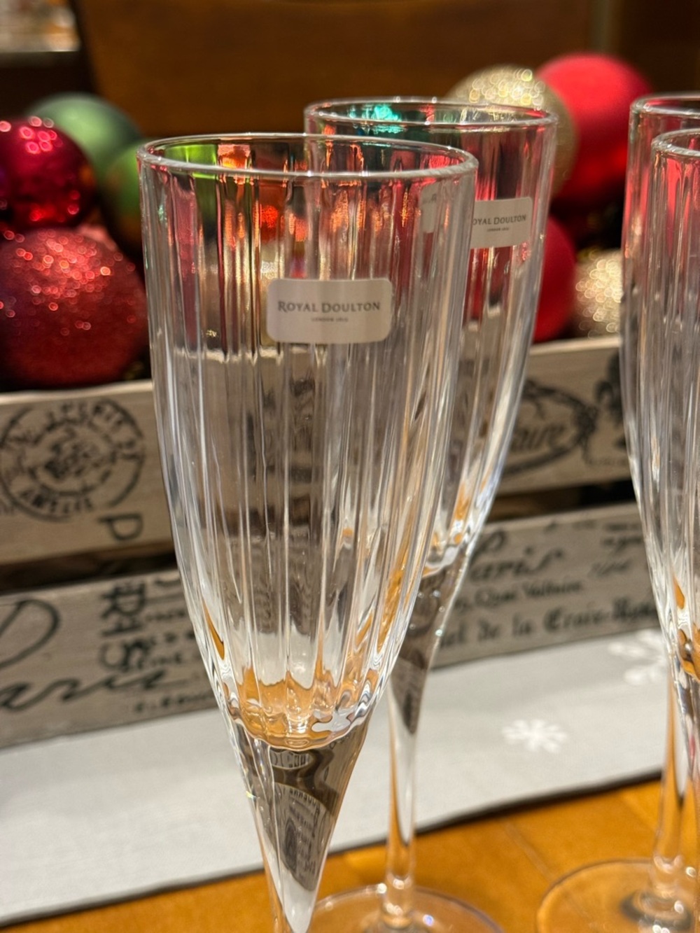 New Vintage Royal Doulton Clear Crystal Champagne Flutes